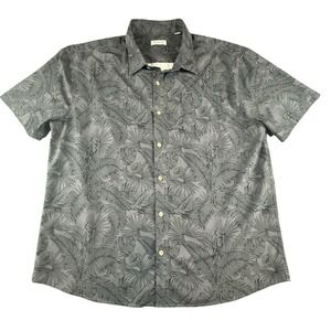 Projek Raw Mens XXL Tropical Parrot Print Button Up Shirt Gray Short Sleeve